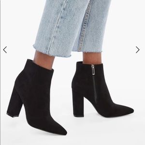 Just Fab Faux Suede Block Heel Booties